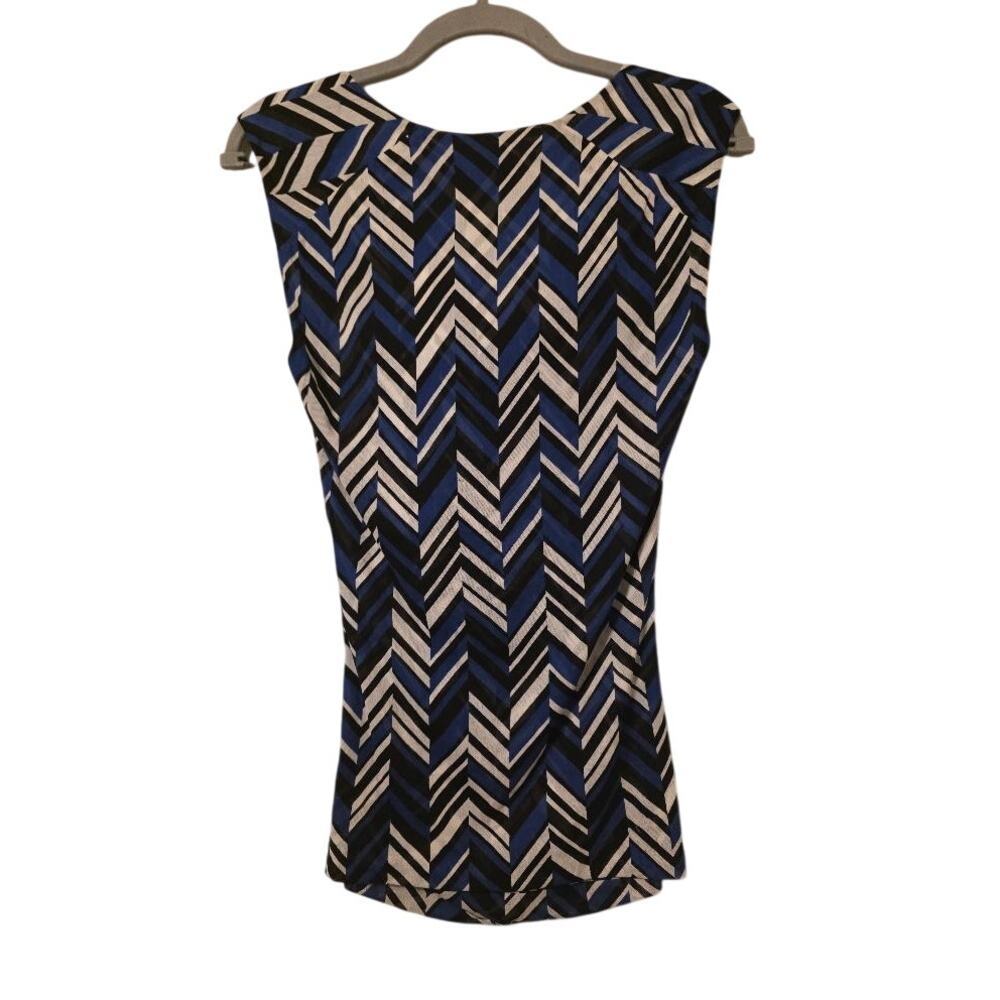 Classiques Entier Silk Chevron Top Women’s Small Blue Black Cowl Neck Y2K - Picture 2 of 6
